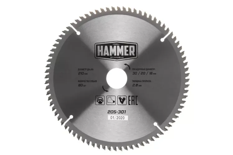 Диск пильный твердосплавный HAMMER Ф210х30мм 80зуб. купить в Надыме