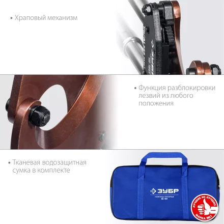 ЗУБР НС-100T, d 100мм, 270 - 440 мм, секторные ножницы, Профессионал (23353-100) купить в Надыме