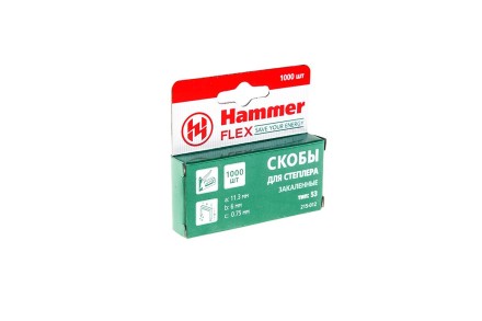 Скобы для степлера HAMMER 215-012 6мм, тип 53, 1000 шт. купить в Надыме