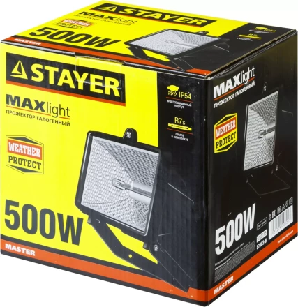 Прожектор STAYER "MASTER" MAXLight галогенный, с дугой крепления под установку, черный, 500Вт 57103-B купить в Надыме
