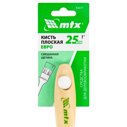 Кисть плоская &quot;Евро&quot; 1&quot;, смешанная щетина, деревянная ручка MTX 83077 купить в Надыме