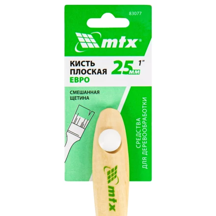 Кисть плоская "Евро" 1", смешанная щетина, деревянная ручка MTX 83077 купить в Надыме
