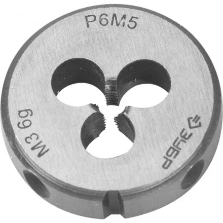 Плашка ЗУБР "ЭКСПЕРТ" круглая машинно-ручная для нарезания метрической резьбы, М3х0,5 4-28023-03-0.5 купить в Надыме