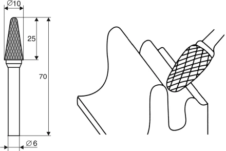 Борфреза Коническая закругленная L 6х10 Энкор 21718 купить в Надыме