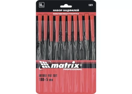 Набор надфилей 180 х 5мм 10 шт пластиковые рукоятки MATRIX 15824 купить в Надыме