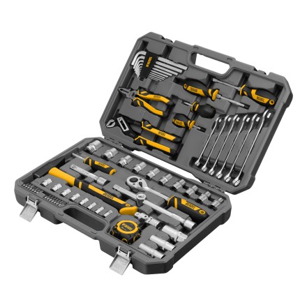 Набор инструментов Denzel 15801, 1/2&quot;, 1/4&quot;, CrV, S2, пластиковый кейс, 64 предмета купить в Надыме