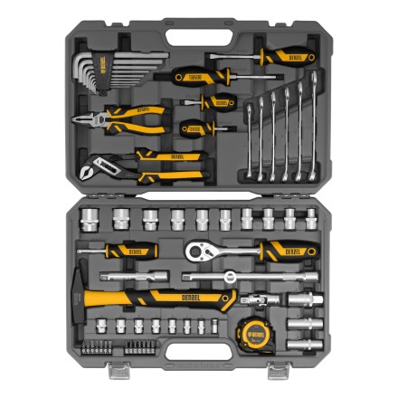 Набор инструментов Denzel 15801, 1/2&quot;, 1/4&quot;, CrV, S2, пластиковый кейс, 64 предмета купить в Надыме