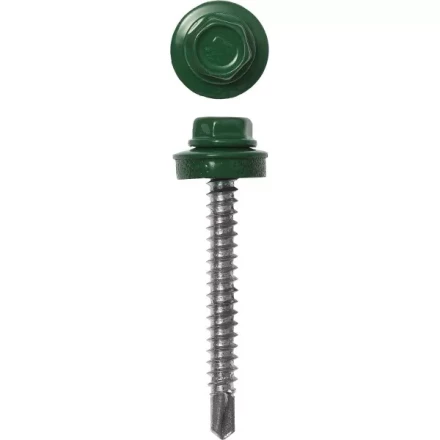 Саморезы ЗУБР "ПРОФЕССИОНАЛ" окраш., RAL 6002 зелен. лист, для крепл. кров. матер. к дерев. обреш., 4.8x70мм, 160шт 4-300315-48-070-6002 купить в Надыме