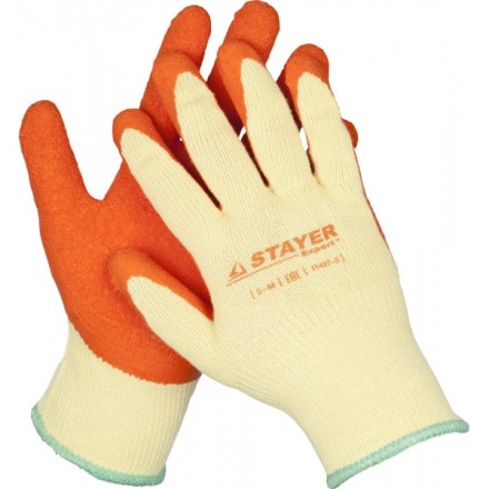 Перчатки STAYER &quot;EXPERT&quot;  рабочие с рельефным латексным покрытием, 10 класс, S-M 11407-S купить в Надыме
