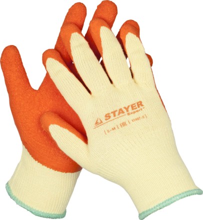 Перчатки STAYER &quot;EXPERT&quot;  рабочие с рельефным латексным покрытием, 10 класс, S-M 11407-S купить в Надыме