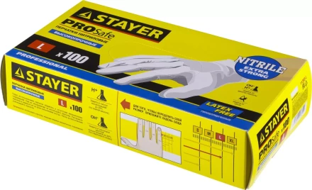 Перчатки STAYER "PROFI" нитриловые экстратонкие, L, 100шт 11203-L купить в Надыме