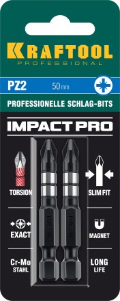 Биты для ударных шуруповертов KRAFTOOL Impact Pro PZ 26193-2-50-S2 купить в Надыме