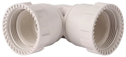 Соединитель ЗУБР "ШиреФит" угловой 90° "накидная гайка - накидная гайка", 32мм 51497-32 купить в Надыме