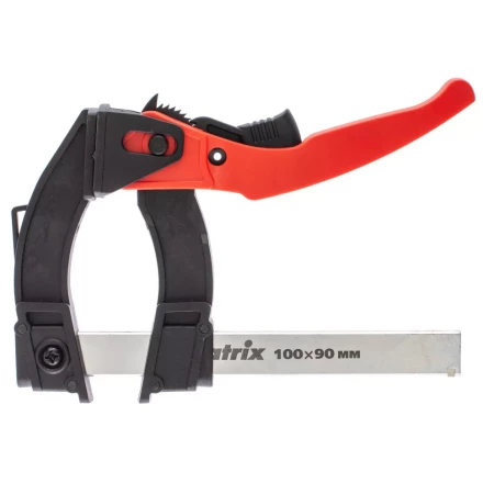 Струбцина реечная быстрозажимная пластиковый корпус рычажно-храповой механизм 100 х 90 х 195 мм штанга 5 х 20 мм Matrix 20734 купить в Надыме