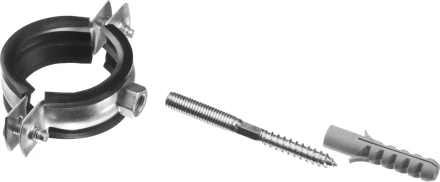ЗУБР "МАСТЕР". Хомут трубный с гайкой, оцинкованный, в комплекте с сантехнической шпилькой и дюбелем, 1 1/4", 1шт 37866-38-43 купить в Надыме