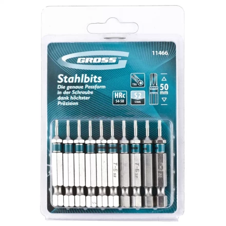 Набор бит TORX 6х50 сталь S2 10 шт GROSS 11466 купить в Надыме