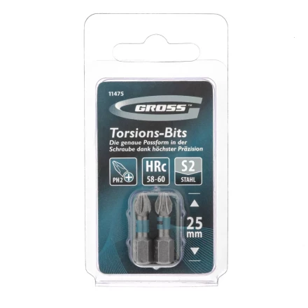Набор бит торсионных PH2x25 мм для ударных шуруповертов 2 шт. Gross 11475 купить в Надыме