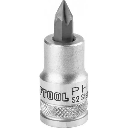 Торцовая бита-головка KRAFTOOL "INDUSTRIE QUALITAT", материал S2, PHILLIPS, сатинированная, 1/2", PH1 27901-1_z01 купить в Надыме