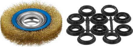 ЗУБР "ПРОФЕССИОНАЛ". Щетка дисковая для точильно-шлифовального станка, витая стальная латунирован проволока 0,3мм, 125х32мм 35186-125_z01 купить в Надыме