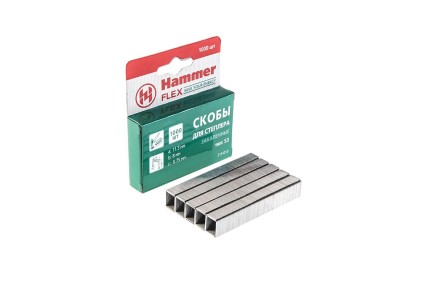 Скобы для степлера HAMMER 215-013 8мм, тип 53, 1000 шт. купить в Надыме