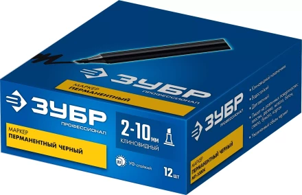 ЗУБР МП-1000К чёрный, 2-10 мм, клиновидный перманентный маркер (06333-2) купить в Надыме