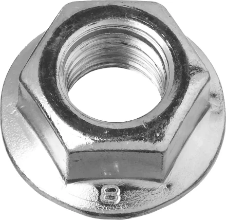 Гайка ЗУБР "МАСТЕР" DIN 6923 с фланцем, класс прочности 8, оцинкованная,  M5, 5кг 303630-05 купить в Надыме