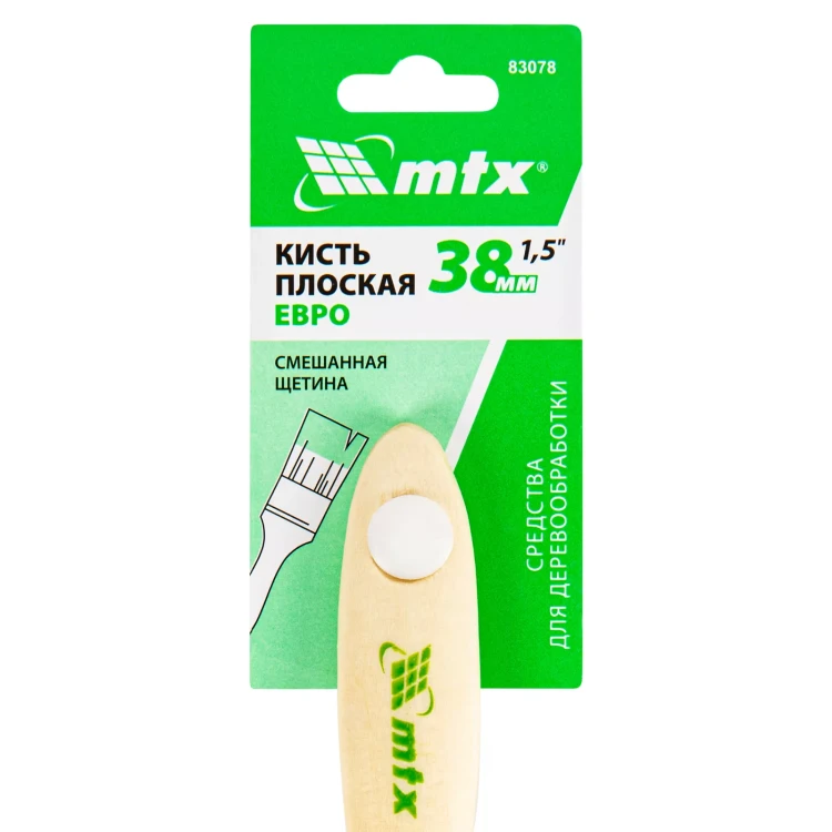 Кисть плоская "Евро" 1.5", смешанная щетина, деревянная ручка MTX 83078 купить в Надыме