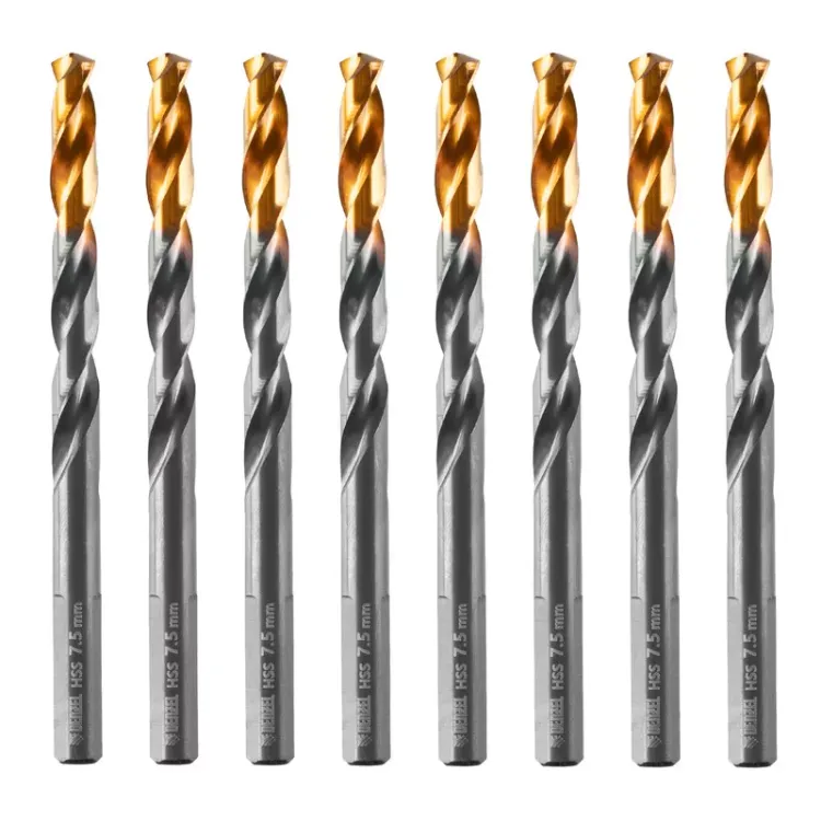 Сверло по металлу, 7,5 мм, HSS-Tin, Golden Tip, 8 шт. Denzel 717218 купить в Надыме