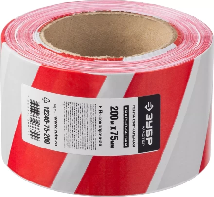 Сигнальная лента ЗУБР "МАСТЕР", цвет красно-белый, 75мм х 200м 12240-75-200 купить в Надыме