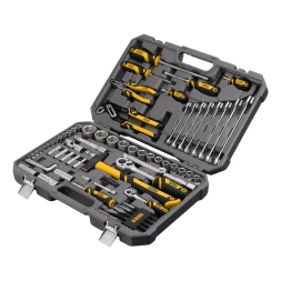 Набор инструментов Denzel 15802, 1/2", 1/4", CrV, S2, пластиковый кейс, 84 предмета