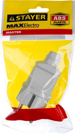 Вилка MAXElectro электрическая, 16А/220В, с заземлением, белая, STAYER 55160-W купить в Надыме