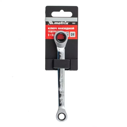 Ключ накидной трещоточный, 8 х 10 мм, CrV, зеркальный хром Matrix 14497 купить в Надыме