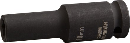 Торцовая головка KRAFTOOL &quot;INDUSTRIE QUALITAT&quot; ударная, удлиненная (1/2&quot;), FLANK, Cr-Mo, фосфатированная, 10 мм 27942-10_z01 купить в Надыме