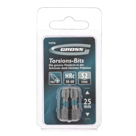 Набор бит торсионных PH3x25 мм для ударных шуруповертов 2 шт. Gross 11476 купить в Надыме