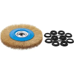 ЗУБР "ПРОФЕССИОНАЛ". Щетка дисковая для точильно-шлифовального станка, витая стальная латунирован проволока 0,3мм, 200х32мм 35186-200_z01