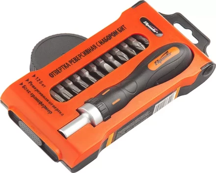 Отвертка реверсивная с набором бит, CrV, 12шт SPARTA 11347 купить в Надыме