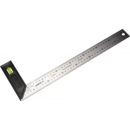 Угольник "ЭКСПЕРТ" разметочный, усиленный, встроенный уровень, гравирован шкала, нерж полотно 37мм, толщина 2мм, 400мм 34397-40 купить в Надыме