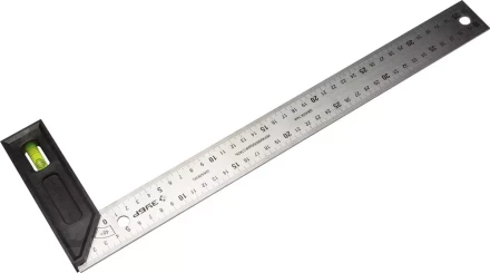 Угольник "ЭКСПЕРТ" разметочный, усиленный, встроенный уровень, гравирован шкала, нерж полотно 37мм, толщина 2мм, 400мм 34397-40 купить в Надыме