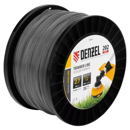 Леска для триммера двухкомпонентная звезда, 2,7мм х 202м, на DIN катушке EXTRA CORD// Denzel 96814 купить в Надыме