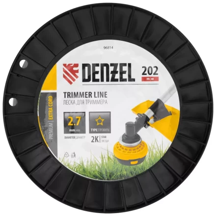 Леска для триммера двухкомпонентная звезда, 2,7мм х 202м, на DIN катушке EXTRA CORD// Denzel 96814 купить в Надыме