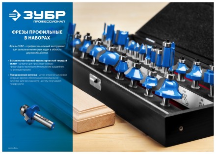 ЗУБР 30 шт, набор профильных фрез по дереву, Профессионал (28796-H30) купить в Надыме