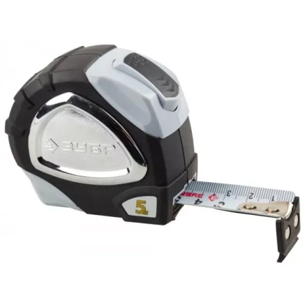 Рулетка ЗУБР "ЭКСПЕРТ" "ПРЕМИУМ", двухкомпонентный корпус, автостоп, полотно с нейлоновым напылением, 5 м / 25 мм 34050-05-25_z01 купить в Надыме
