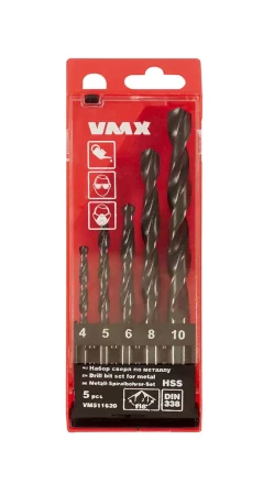 Набор сверл для металла HSS Ф4-10 мм 5 штук пластиковый футляр VMX 511620 купить в Надыме