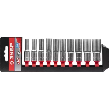 Набор ЗУБР "МАСТЕР": Торцовые головки (3/8") удлиненные на пластиковом рельсе, Cr-V, 8-19мм, 10 предметов 27655-H10 купить в Надыме