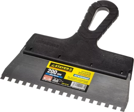 Шпатель STAYER "PROFESSIONAL" нержавеющий зубчатый с пластмассовой ручкой, 200мм, зуб 6х6мм 1009-20-06 купить в Надыме