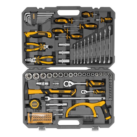 Набор инструментов Denzel 15803, 1/2&quot;, 1/4&quot;, CrV, S2, пластиковый кейс, 100 предметов купить в Надыме
