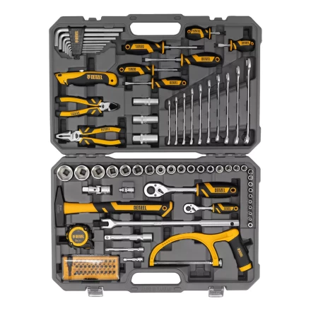 Набор инструментов Denzel 15803, 1/2", 1/4", CrV, S2, пластиковый кейс, 100 предметов купить в Надыме
