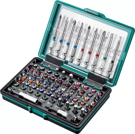 Набор бит и адаптеров KRAFTOOL C-Drive многофункциональный, Cr-Mo сталь, в ударопрочном компактном боксе. Цветная маркировка типов шлицов 26067-H71 купить в Надыме