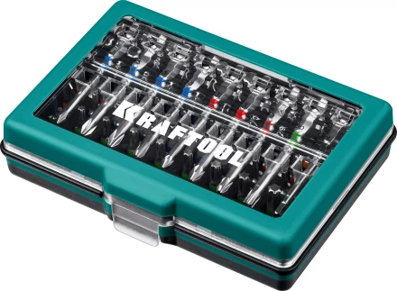 Набор бит и адаптеров KRAFTOOL C-Drive многофункциональный, Cr-Mo сталь, в ударопрочном компактном боксе. Цветная маркировка типов шлицов 26067-H71 купить в Надыме