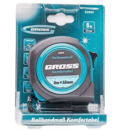 Рулетка Komfortabel 8 м х 25 мм обрезиненный корпус Gross 32563 купить в Надыме